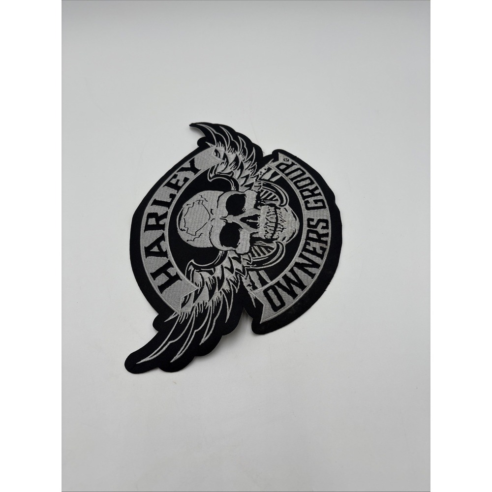 Large Winged Skull Silver Patch ~ Harley Davidson Owners Group H.O.G. - Picture 10 of 12